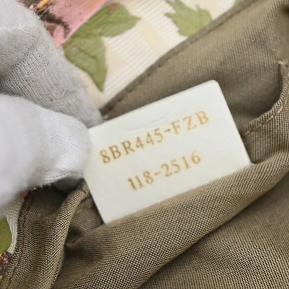 FENDI Logo Zucca Pattern Flower Hand Bag Canvas Leather Beige Pink Italy 88KB429 - Picture 15 of 15